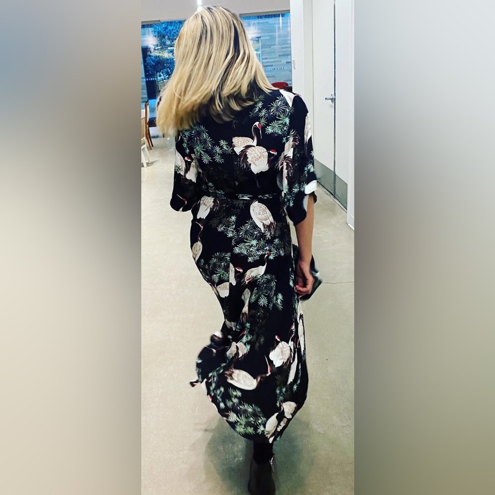 Elegant Black Floral Wrap Dress